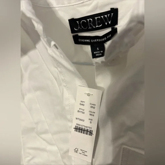 J.Crew Etienne Oversized Button-Up – White | Size Small | Style BY733 NEW - Picture 2 of 4